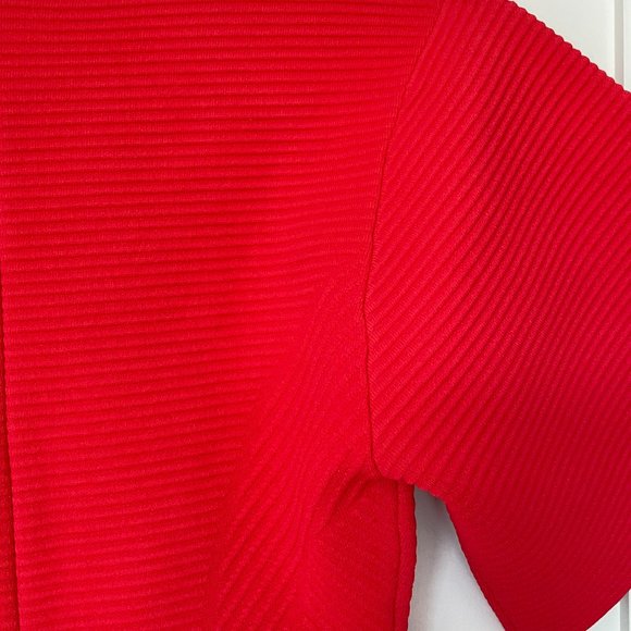 Herve Leger Paris Contour Corset Ribbed Knit Mini T-Shirt Body-con Dress in Red - Picture 7 of 7